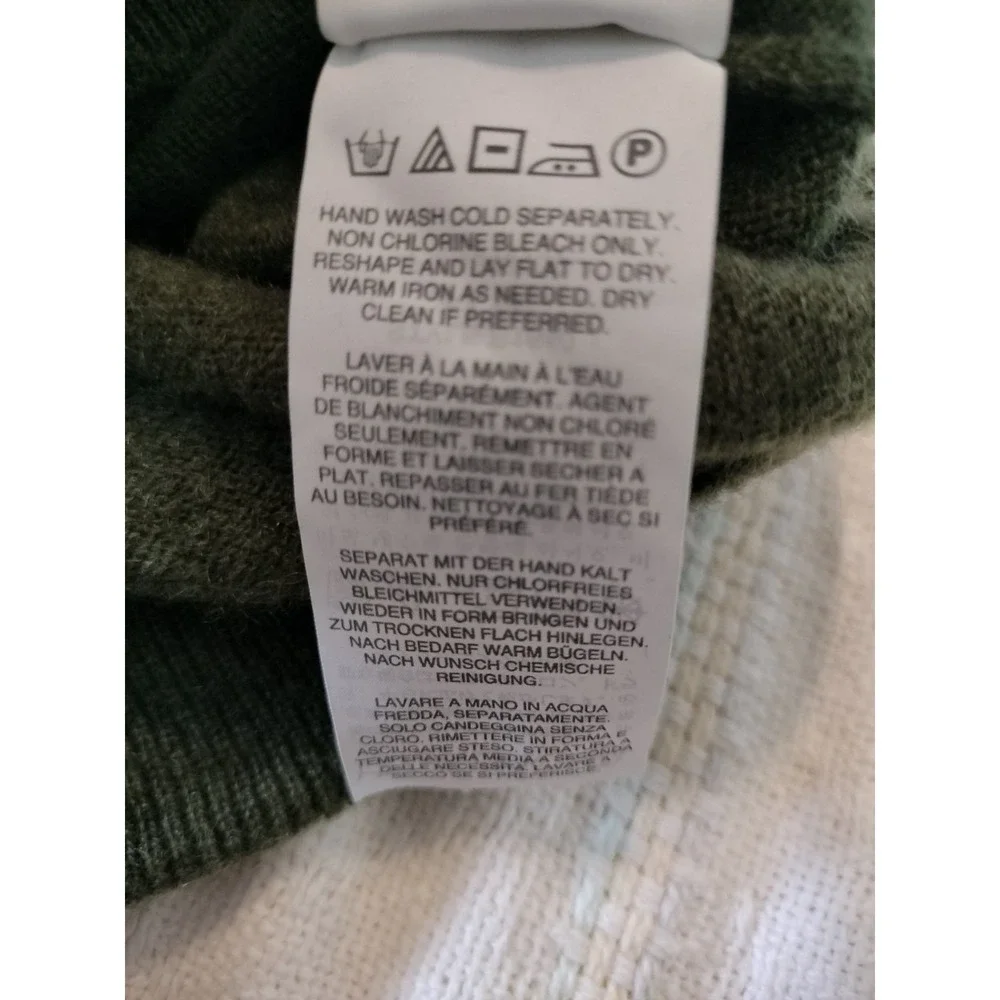 J. Crew Collection Italian Cashmere V-Neck Sweater XL Green Kangaroo Pocket Pouc